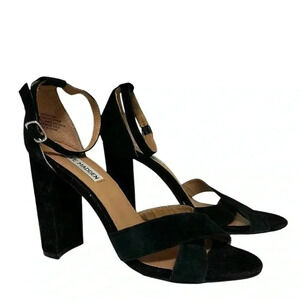 Steve Madden - Black Velvet Block High Heel - Size 8.5